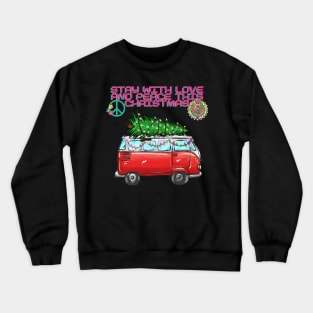 Hippie Christmas Retro Truck and Christmas tree Crewneck Sweatshirt